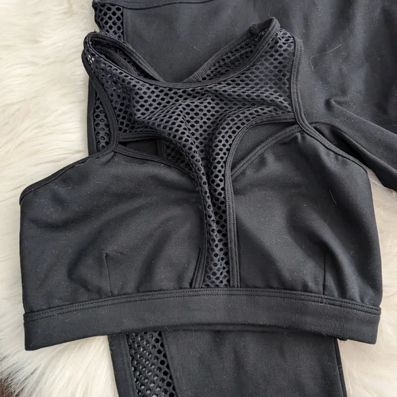 Bundle! Bombshell Sportswear Mohawk Leggings Bra Mesh Athletic Black XS S Small - Picture 5 of 10